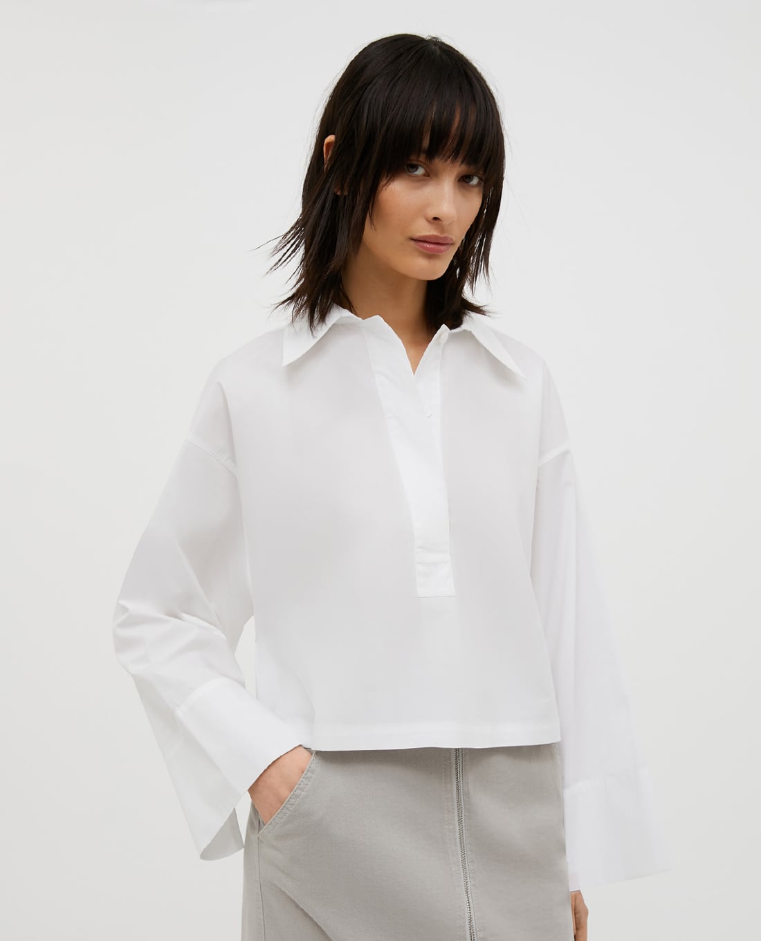 MAX&Co. - Áo sơ mi croptop cổ bẻ tay dài Aia