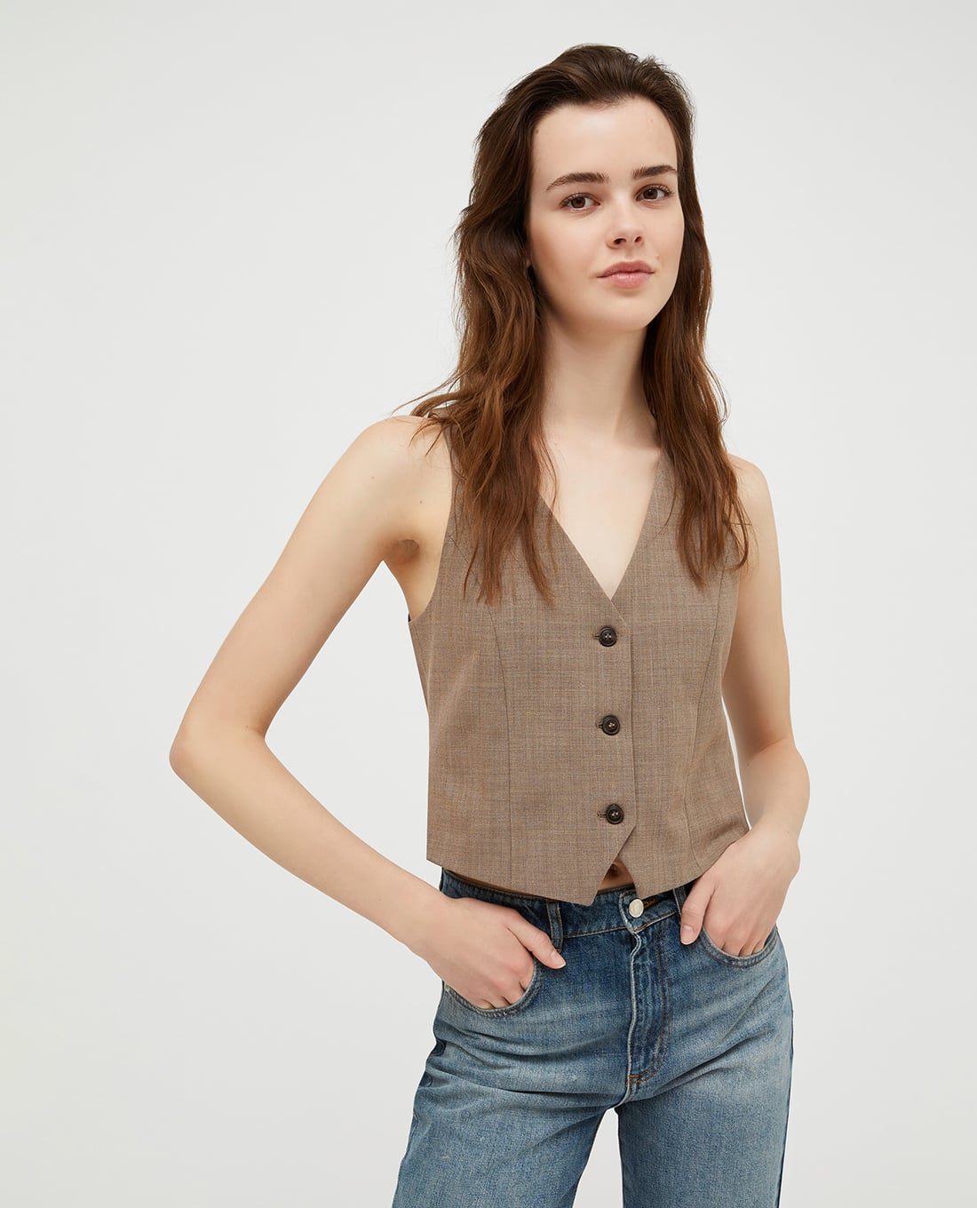 MAX&Co. - Áo khoác gilet cổ V phối nút Camping