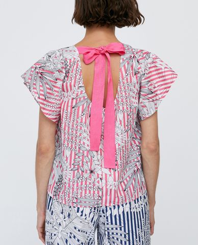  MAX&Co. - Áo kiểu nữ cổ tròn ngắn tay Poplin With Bow Back 