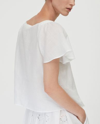  MAX&Co. - Áo kiểu nữ cổ vuông tay ngắn Ramie 