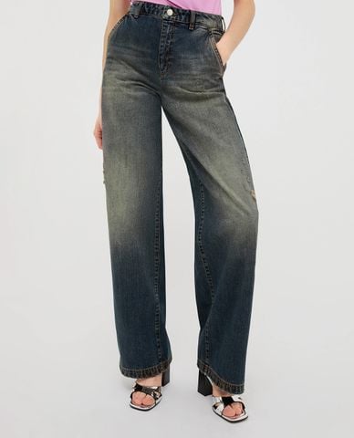  MAX&Co. - Quần jeans nữ ống rộng wash vàng thời thượng Isole 
