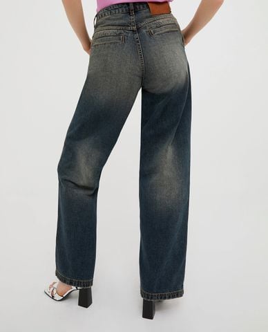  MAX&Co. - Quần jeans nữ ống rộng wash vàng thời thượng Isole 