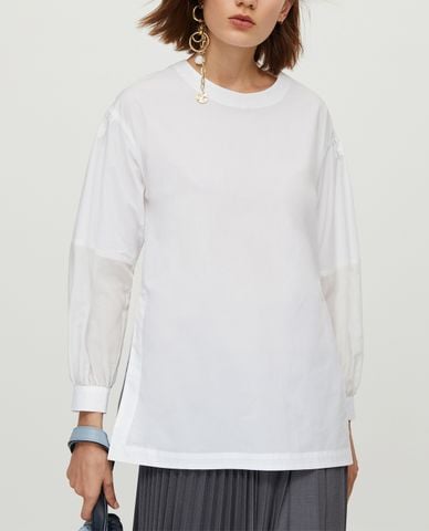  MAX&Co. - Áo kiểu nữ cổ tròn tay dài Poplin And Muslin Tunic 