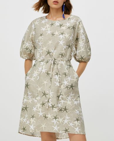  MAX&Co. - Đầm mini ngắn tay nhấn eo Pure Linen 