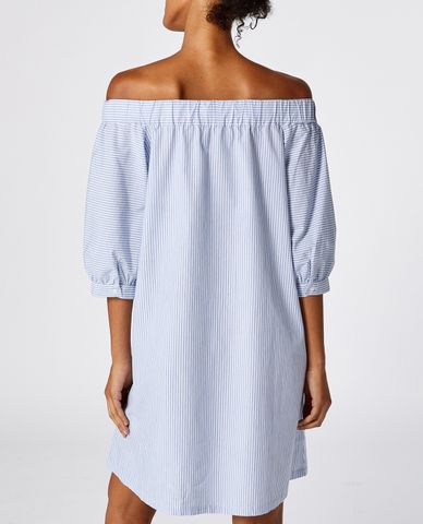  MAX&Co. - Đầm mini bẹt vai tay lỡ họa tiết kẻ sọc thời trang 