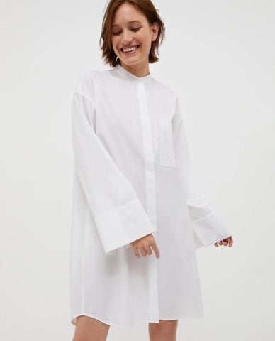  MAX&Co. - Đầm sơ mi midi cổ tròn tay dài thêu hoạ tiết Uncino 