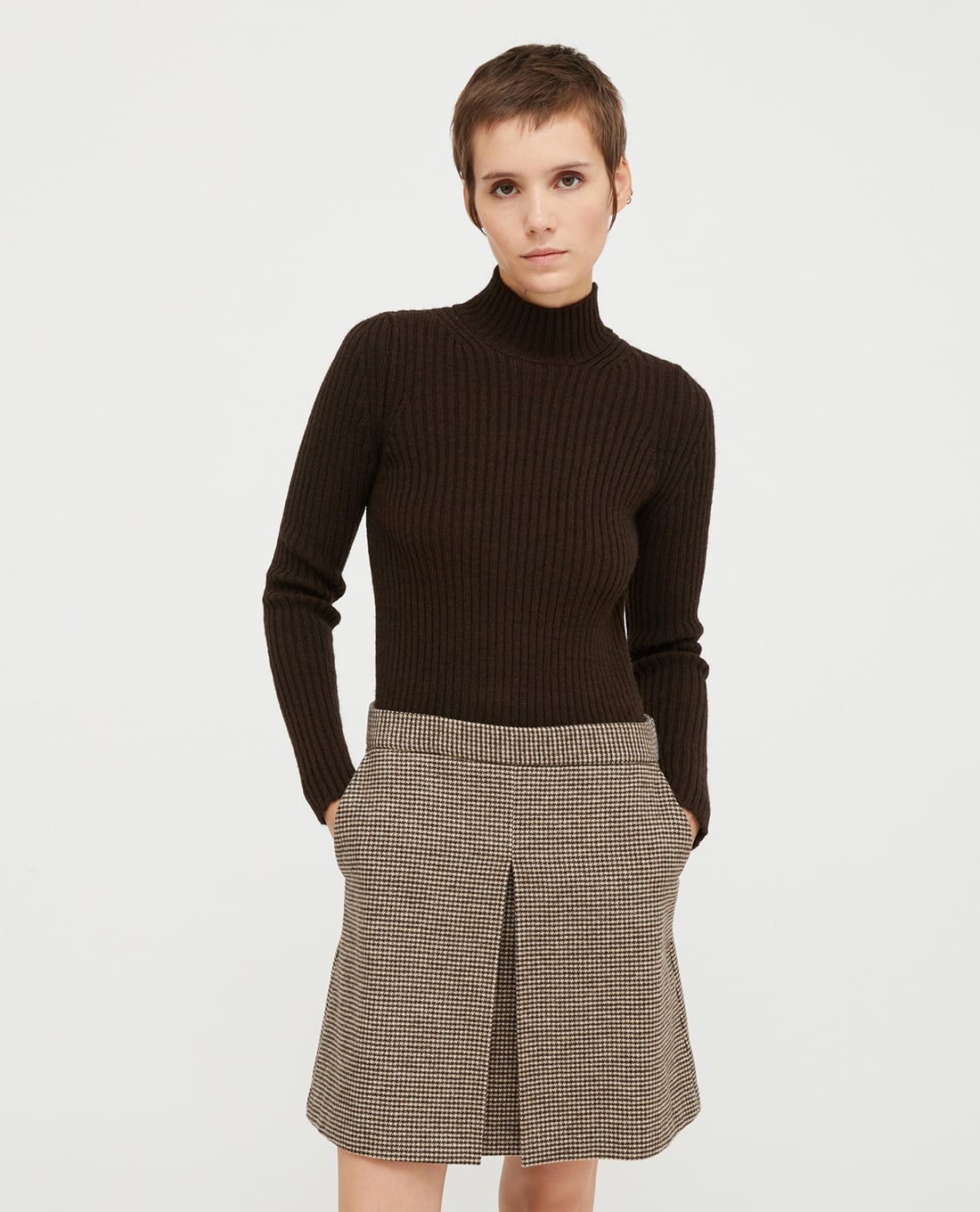 MAX&Co. -  Playsuits nữ cổ trụ tay dài kẻ caro Albore