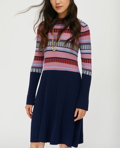  MAX&Co. - Đầm mini dệt kim cổ tròn tay dài Jacquard 