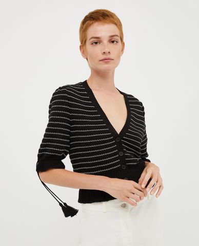  MAX&Co. - Áo khoác cardigan cổ V tay lỡ phối bèo và tua rua Marat 