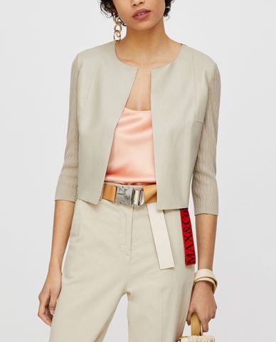  MAX&Co. - Áo khoác nữ phom ngắn Leather And Knit Bolero 