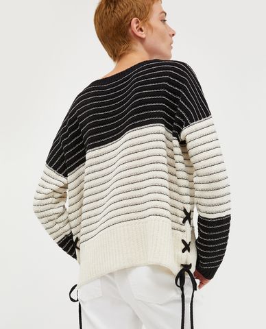  MAX&Co. - Áo sweater cổ thuyền tay dài phối sọc kết hợp nơ Baia 