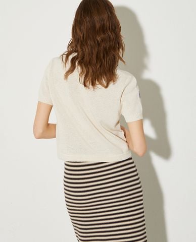  MAX&Co. - Áo dệt kim nữ cổ tròn tay ngắn Ananas 