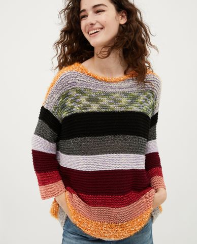  MAX&Co. - Áo sweater cổ tròn tay dài phối sọc màu Majori 