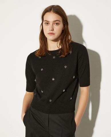  MAX&Co. - Áo dệt kim nữ cổ tròn tay ngắn Mendoza 