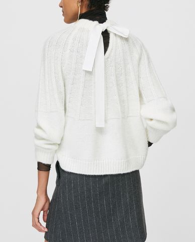  MAX&Co. - Áo len nữ cổ tròn tay dài phối nơ Ribbed 