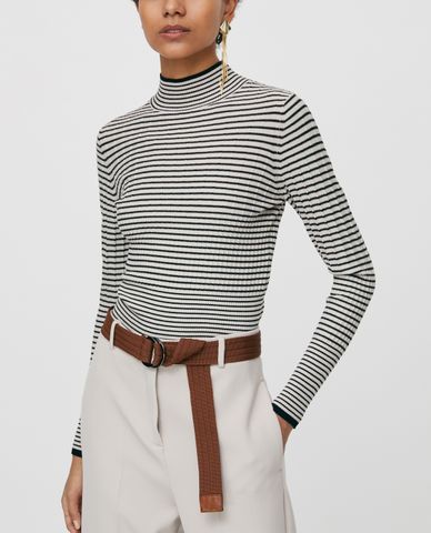 MAX&Co. - Áo thun nữ tay dài cổ tròn Striped Polo 