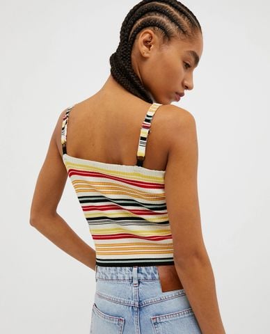  MAX&Co - Áo hai dây croptop dệt kim cổ V phối sọc màu Aragona 