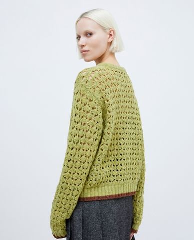  MAX&Co. - Áo dệt kim nữ cổ tròn tay dài xuyên thấu Pascia 