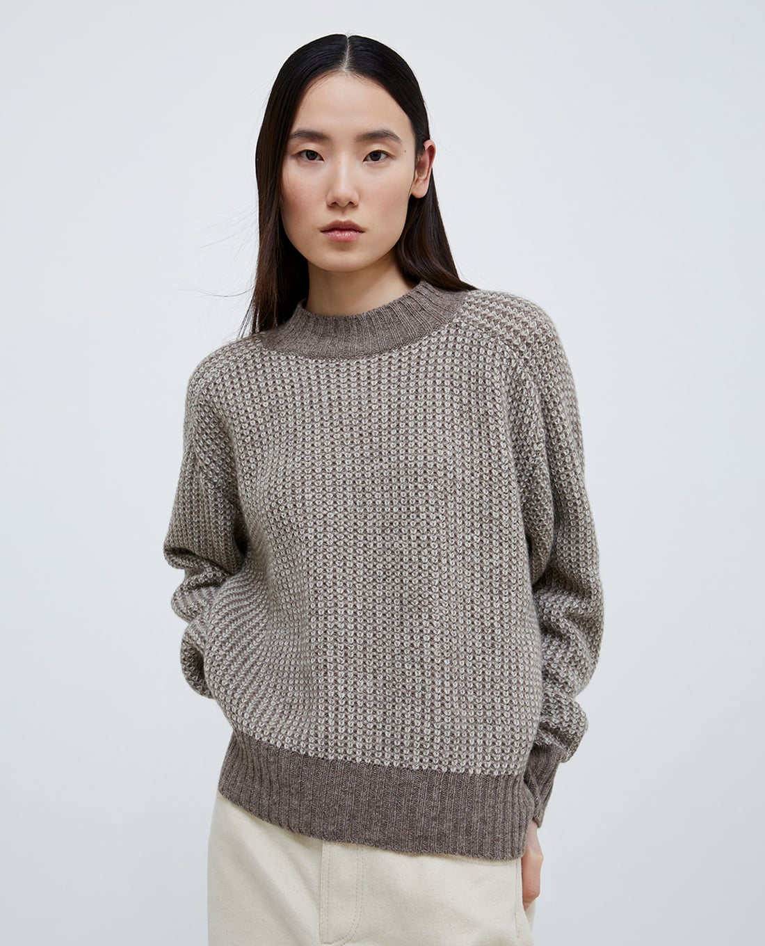 MAX&Co. - Áo sweater nữ cổ tròn tay dài phối hoạ tiết Vosci