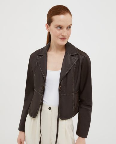  MAX&Co. - Áo khoác da cổ bẻ phối dây thắt Pressa 