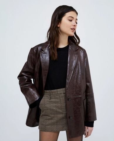  MAX&Co. - Áo khoác da nữ tay dài cổ V Plinio 