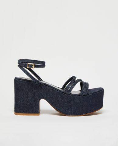  MAX&Co. - Giày sandals đế cao mũi tròn phối dây đan chéo Wedgy 