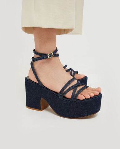  MAX&Co. - Giày sandals đế cao mũi tròn phối dây đan chéo Wedgy 