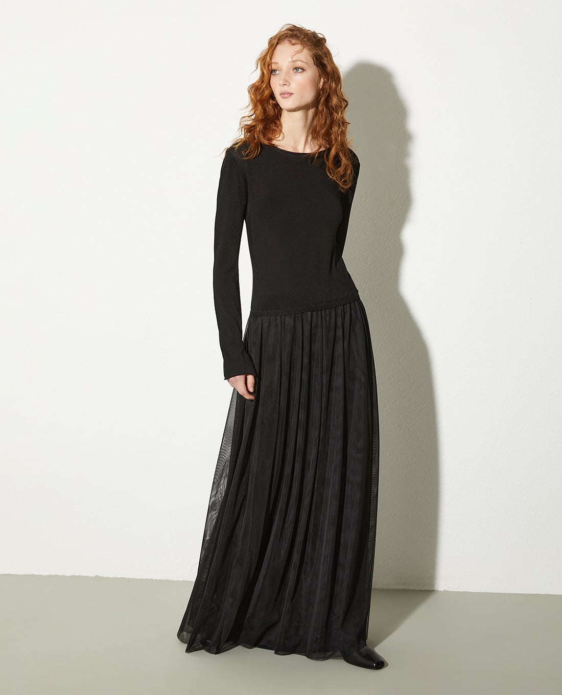 MAX&Co. - Đầm xếp li midi cổ tròn tay dài Como