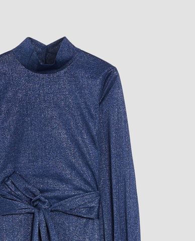  MAX&Co. - Đầm maxi cổ tròn tay dài phối thắt lưng vải Calco 