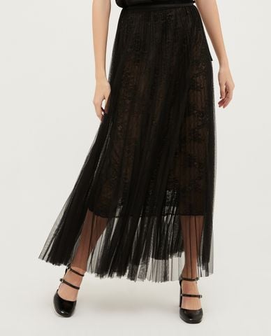  MAX&Co. - Chân váy chữ A midi dáng xoè xếp li xuyên thấu Cuneo 