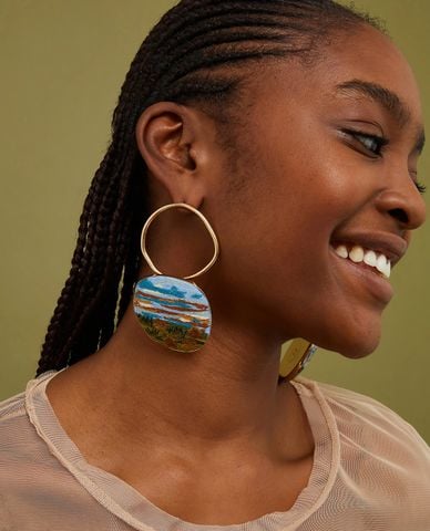  MAX&Co. -  Khuyên tai nữ khoen tròn lớn hoạ tiết nổi bật Dreamyland 