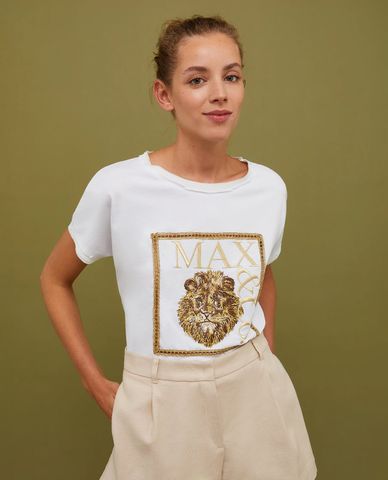  MAX&Co. - Áo thun cổ tròn tay ngắn phối hoạ tiết logo Elham 