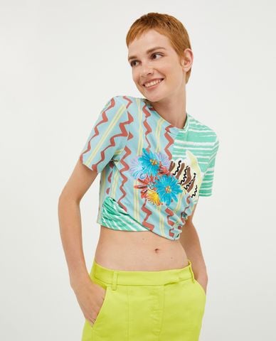  MAX&Co. - Áo croptop cổ tròn tay ngắn vạt chéo Caraboi 