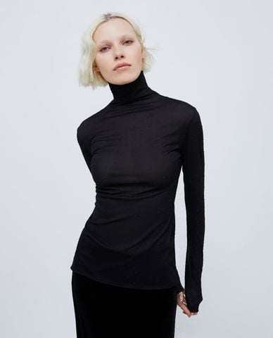  MAX&Co. - Áo kiểu nữ cổ lọ tay dài đính đá Tequila 