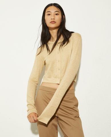  MAX&Co. - Áo khoác cardigan nữ cổ tròn phom croptop Pechino 
