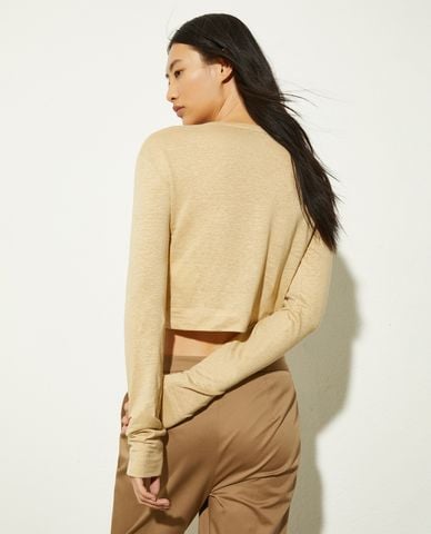  MAX&Co. - Áo khoác cardigan nữ cổ tròn phom croptop Pechino 