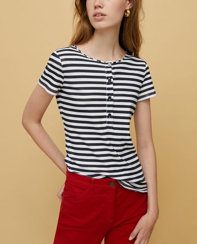  MAX&Co. - Áo thun nữ phối nút tròn Button Front Henley 