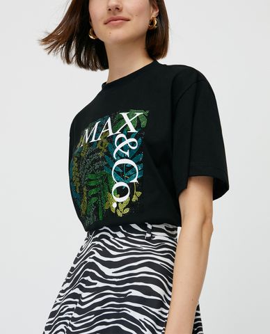  MAX&Co. - Áo thun nữ cổ tròn tay ngắn Micro Rhinestones 