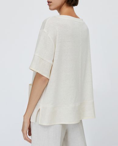  MAX&Co. - Áo thun nữ tay ngắn cổ tròn Linen Canvas & Jersey 
