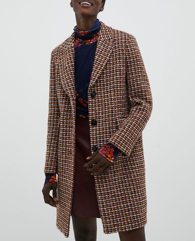  MAX&Co. - Áo blazer nữ dáng dài thanh lịch Checked Bouclé 