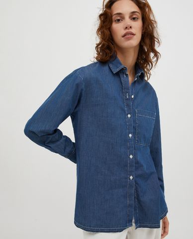  MAX&Co. - Áo sơ mi denim nữ tay dài xẻ tà Presse 