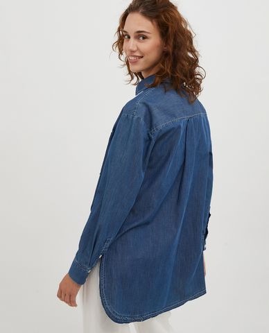  MAX&Co. - Áo sơ mi denim nữ tay dài xẻ tà Presse 