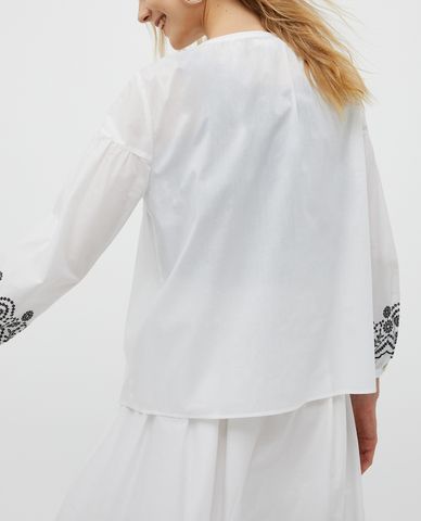  MAX&Co. - Áo kiểu nữ cổ tròn tay dài phồng nhẹ Gabriele 