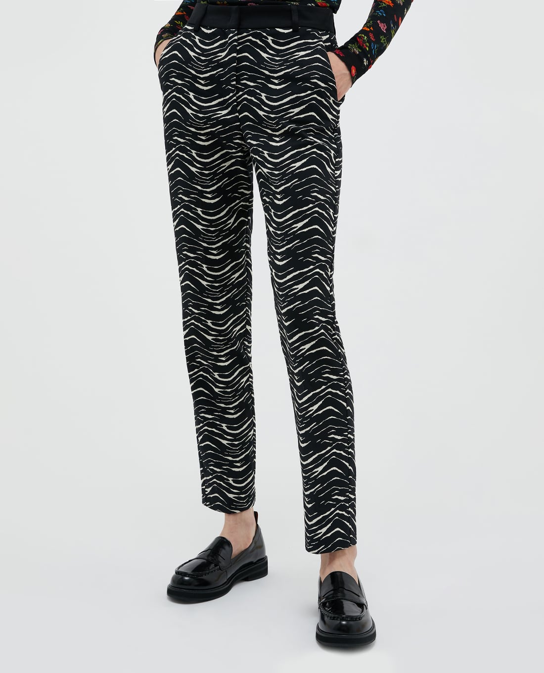 MAX&Co. - Quần nữ lưng cao ống đứng phối họa tiết Jacquard Patterned