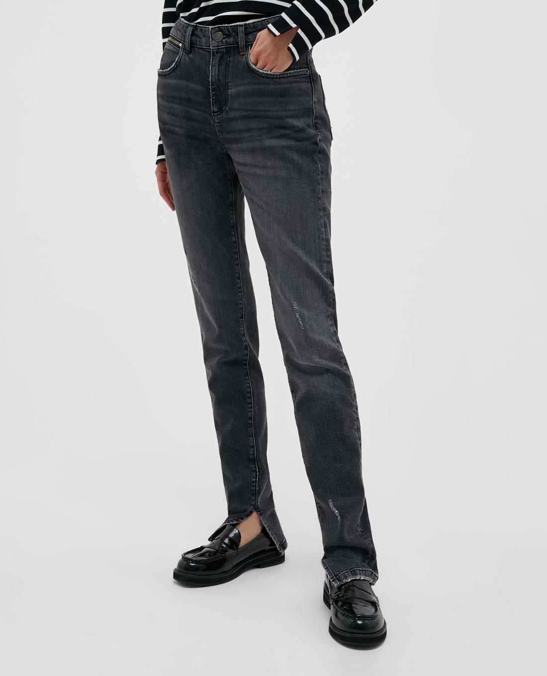 MAX&Co. - Quần jeans nữ phom ôm xẻ lai thời trang Stone Washed