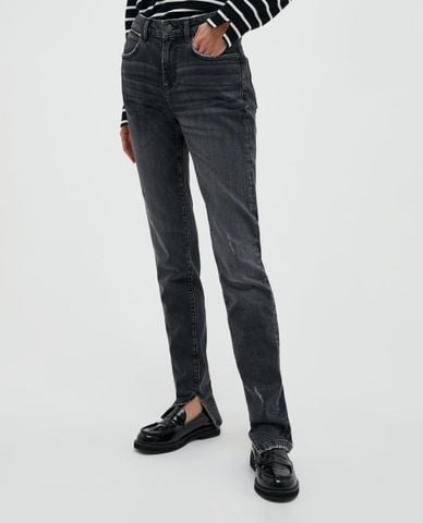  MAX&Co. - Quần jeans nữ phom ôm xẻ lai thời trang Stone Washed 