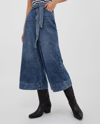  MAX&Co. - Quần jeans nữ ống rộng phối thắt lưng Rivarolo 