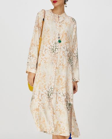  MAX&Co. - Đầm midi tay dài cổ trụ Fluid Button Through 