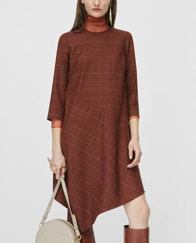  MAX&Co. - Đầm midi cổ tròn tay lỡ Asymmetric Flannel 