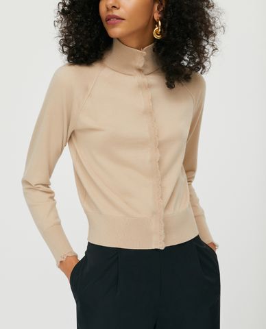  MAX&Co. - Áo cardigan nữ cổ cao tay dài phối nút cài thời trang 